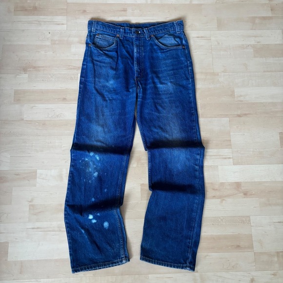 Vintage Levis 517 Orange Tab Jeans Mens 35x30 Dark Wash Made in USA Distressed
